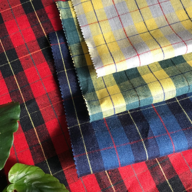 【 BLG1295-1 】先染めタータンチェック 　25/-フレンチリネン
